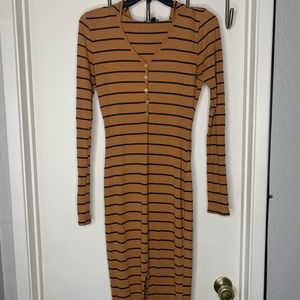 Gold + Black Midi Dress